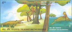 Monkey in Tree and Crocodile