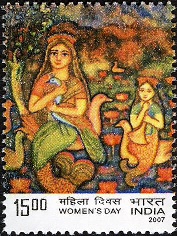 "Woman Holding Peacock"