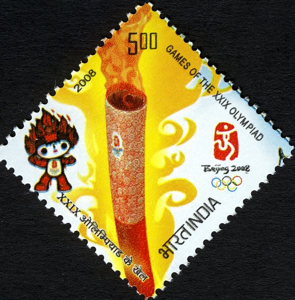 Olympic Torch and Huanhuan Mascot