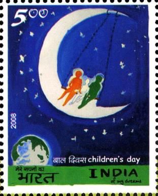 Man, Woman and Child Sitting on Crescent Moon