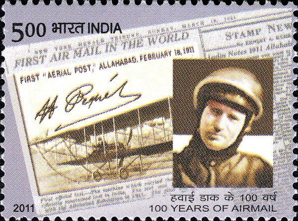 Pilot Henri Pequet and Newspaper Headline
