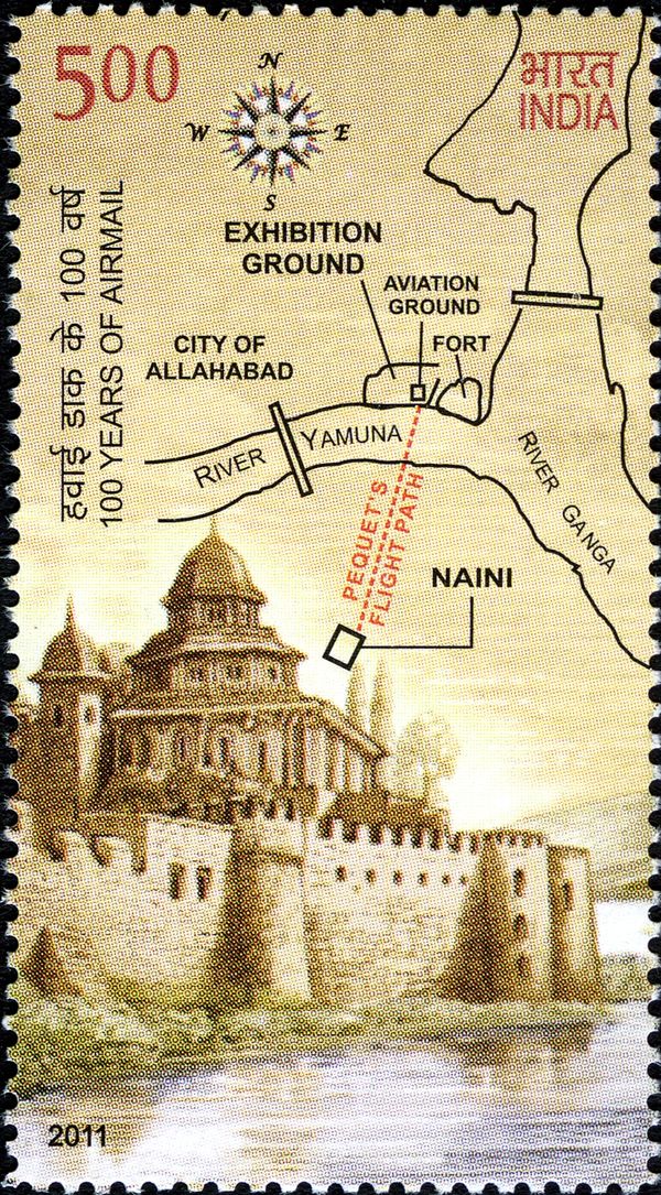 Allahabad Fort & Map of Flight Path from Allahabad to Naini