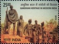 Statues of Mahatma Gandhi and Others Leading the Dandi March