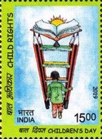 Boy at Foot of Ladder with Book and Rising Sun at Top
