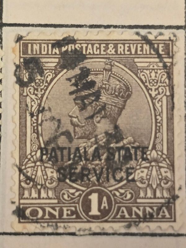 King George V wearing Imperial Crown of India - overprinted