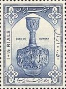Bulbous ceramic bottle with enamel decoration from Gorgan