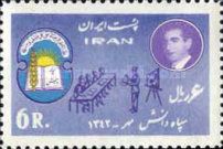 Symbols of knowledge, teacher with students, Shāh
