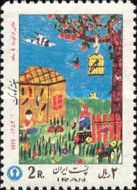 Little house, garden; children's painting