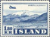 Aircraft over glacier Snæfellsjökull