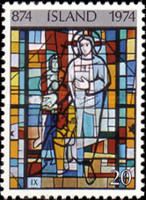 Stained glass window from Hallgrimskirkja, Saurbaer