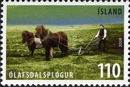 Horse-drawn plow