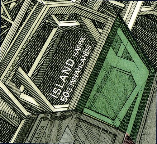 Portion of building facade in colours of black and blue gree