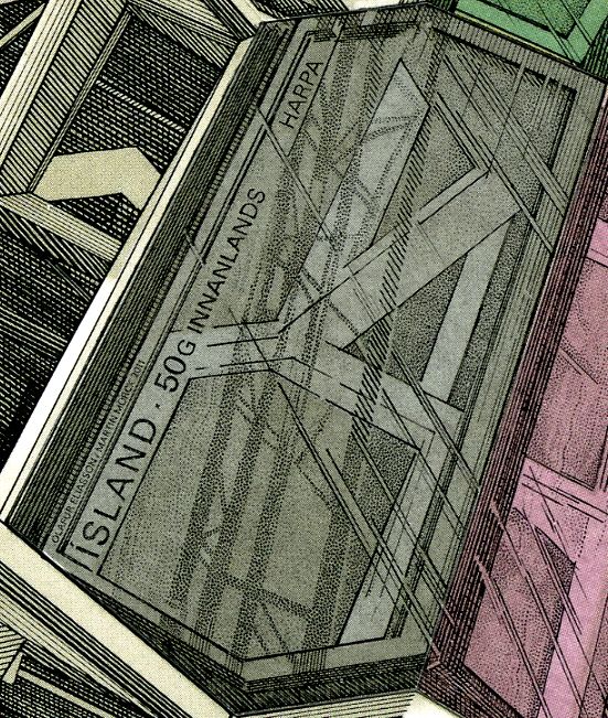 Portion of building facade in colours of black and gray with