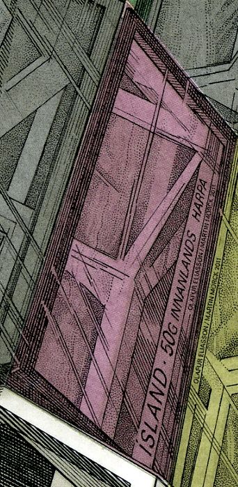 Portion of building facade in colours of black and pink