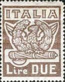 Eagle resting on bundles and a crown of oak leaves and laure