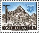 Ax, rope, emblem of the I.A.C. and Monviso