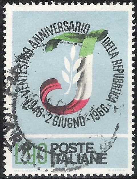 Capital 'I' Formed by Italian Flag and Olive Branch
