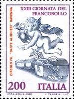 Caduceus, Chest, Envelopes and Cherub Blowing Posthorn