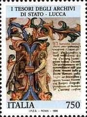 Illuminated Letter from 1372 Constitution (Lucca Archives)
