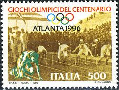 Athlete on Starting Block and 1896 Athletes