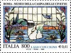 Lake with Swan, Stained Glass