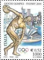 "Discus Thrower" (statue) and Sydney Harbour