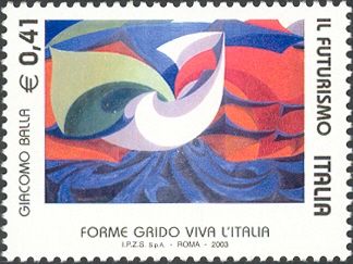 Painting "Forme grido viva l'Italia", by Giacomo Balla