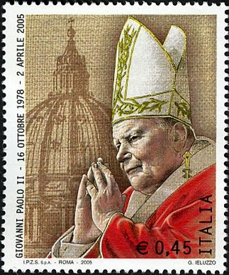 Portrait of Giovanni Paolo II and cupola of st Peter