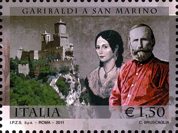 Anita and Giuseppe Garibaldi and Towers of San Marino