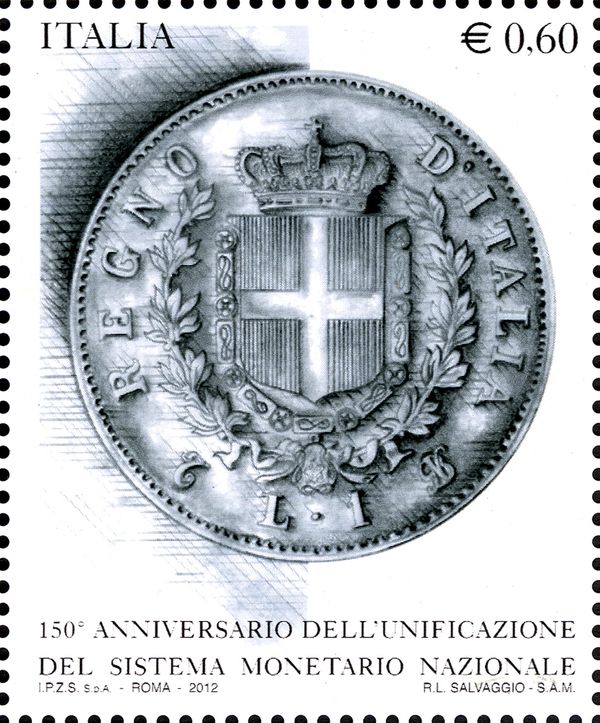 Reverse Side of a 1 Lira Coin from 1862