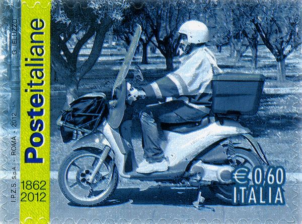 150th Anniv. Italian Postal Service - Postman on Motorcycle