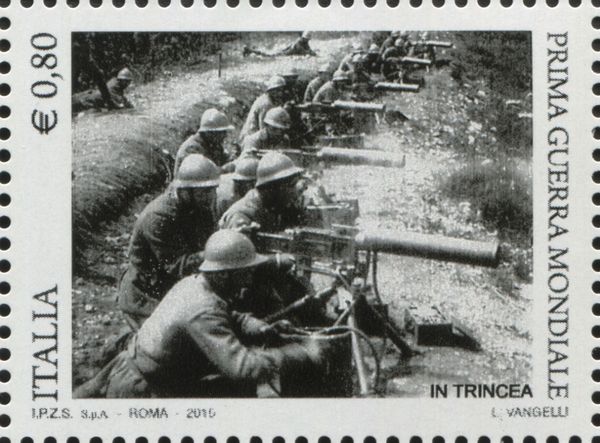 Trench with machine gunners
