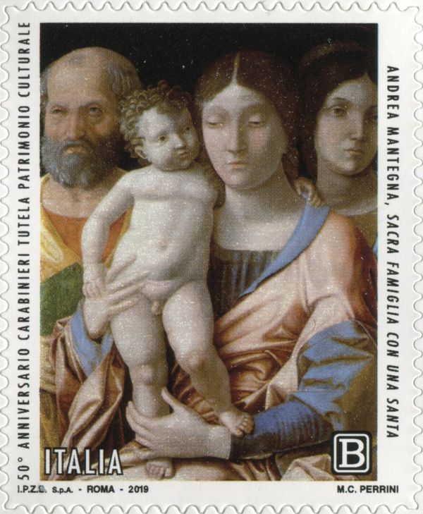 Holy Family with A Saint, by Andrea Mantegna