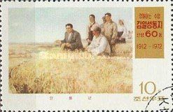 Kim II Sung in wheatfield