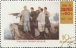 Kim II Sung aboard whaling ship