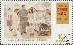 Kim Il Sung with woman workers