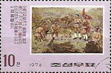 Kim Il Sung and soldiers