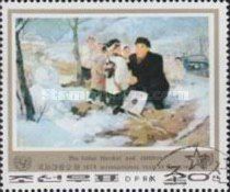 Kim Il by roadside, with snowman, kite