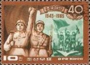 Korean and Rusian soldier with raised arms