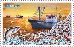 Fishing ships, net with fish