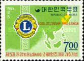 Lions emblem and map of Asia