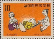 Heungbu and wife finding gold treasure in gourd