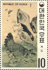 Cock, Hens and Chick, by Pyun Sang-byuk