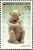 Blue monkey-shaped porcelain