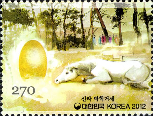 Horse Bowing to Gold Egg