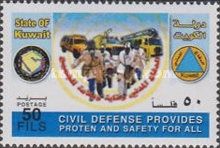 Civil defense workers and emergency vehicles
