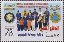 Civil defense workers and children