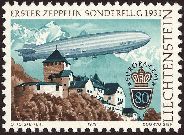 Zeppelin over Vaduz Castle