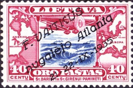 Bellanca Monoplane - Lituanica over Atlantic - Overprint