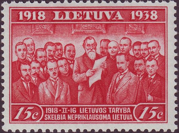 Dr. Basanavičius Proclaiming Lithuanian Independence
